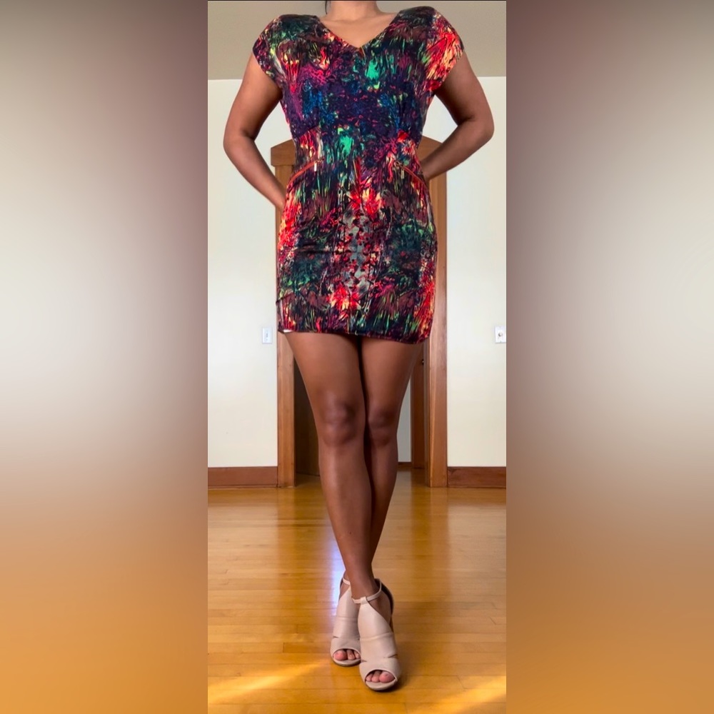 ark&co (S/M) colorful spring bodycon mini dress